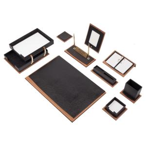 Wholesale leather desk set: Star Lux Leather Desk Set 12 Accessories