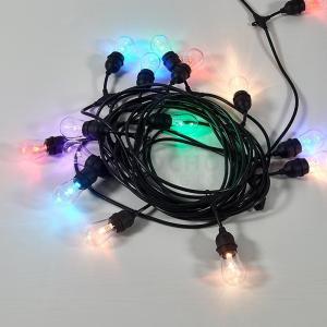 Wholesale courtyard lamp: RGB String Lights, 15 E27 SUSPENDED SOCKET, OUTDOOR COMMERCIAL WEATHERPROOF STRING LIGHT, S14 BULBS