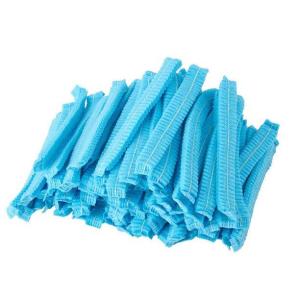 Wholesale breathable nonwoven: Blue 21 Disposable Nonwoven Pleated Bouffant Caps Hair Net for Hospital Salon Spa Catering