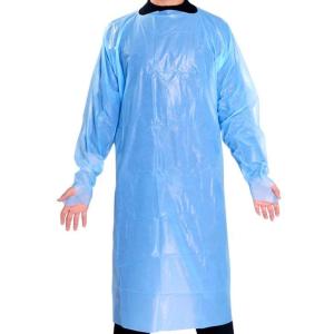 Wholesale neck tie: 100pcs Level 2 PP + PE Disposable Latex-free Non-woven Isolation Gown, Blue with Elastic Cuffs
