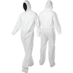 Wholesale cleanroom fabric: White Microporous Coverall Suit with Hood and Boots Elastic Wrists