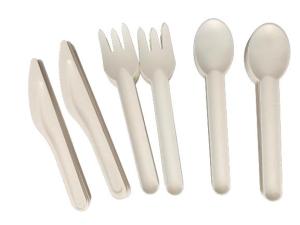 Wholesale sugarcane pulp: Biodegradable Compostable Sugarcane Bagasse Paper Cutlery Fiber Pulp Fork Knife Spoon Cutlery