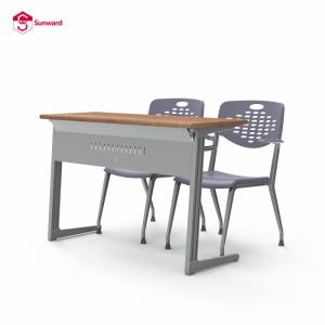 Wholesale student desk: School Furniture Double Student Study Table University Desks and Chairs