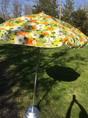 Vintage Mid Century Floral Vinyl Beach Patio Yard Camping 5