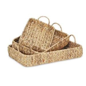 Wholesale wicker: Natural Rectangle Water Hyacinth Rattan Serving Tray Vietnam Supplier Wholesale Hanwoven Wicker Tray