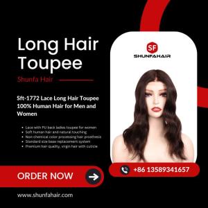 Wholesale 100 human hair: Long Hair Toupee - Shunfa Hair