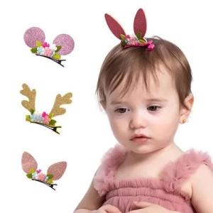 Wholesale christmas flowers: Childrens Christmas Hair Accessories for Hair Pins Clip Antler Mickey Creative Flower Cute 5.5x5cm