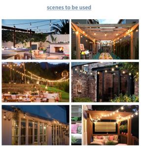 Wholesale light controller: Newest RGBW Outdoor String Lights, 48FT 15LED Patio Lights Bluetooth App Control, IP65 Waterproof Co