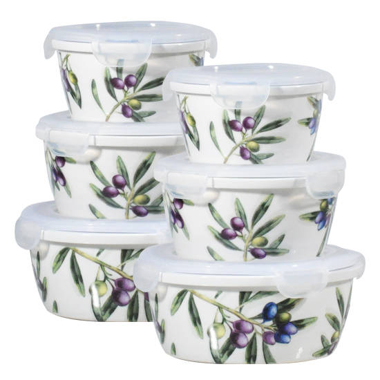 Olive Leaf Porcelain Food Container Id, Porcelain Food Storage Containers