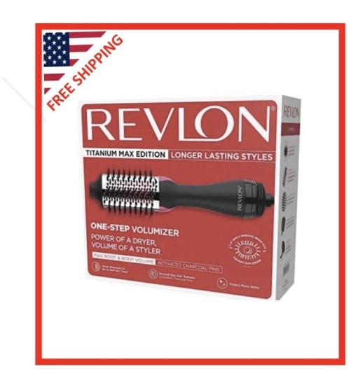 REVLON One-Step Hair Dryer and Volumizer Hot Air Brush, Titanium Max ...