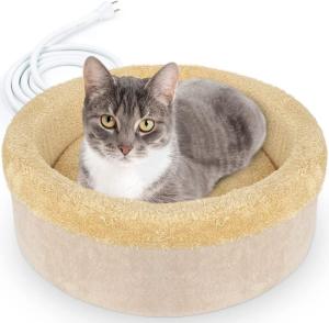 Wholesale soft bed: Heated Cat Beds for Indoor Cats Round Warming Cat Beds Super Soft Machine Washable Thermo Kitty Elec