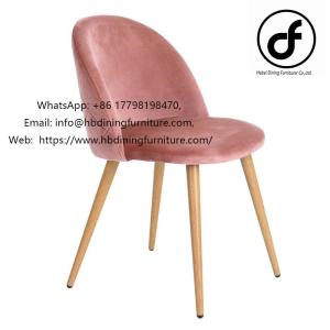 Wholesale outdoor full color: Dining Furniture Velvet Dining Chair with Wooden Legs