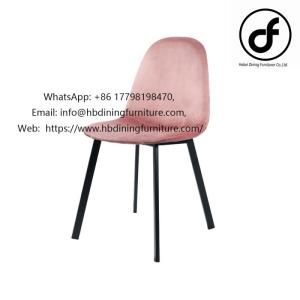 Wholesale styling chair: Velvet Upholstered Metal Leg Dining Chair