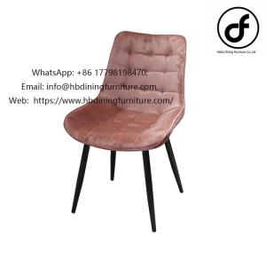 Wholesale chairs: Velvet Checkered Backrest Metal Leg Dining Chair
