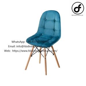 Wholesale wooden: Velvet Upholstered Wooden Leg Dining Chair