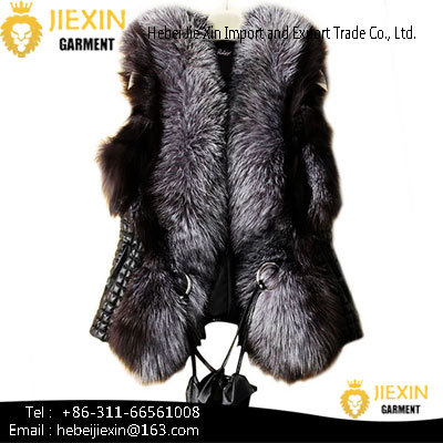 Custom Women Genuine Fur Waistcoat Whole Skin Real Fox Fur Vest image