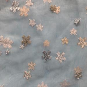 Wholesale fashion: Fashionable Childrens Wear Snow Sequin Embroidered Mesh Fabric