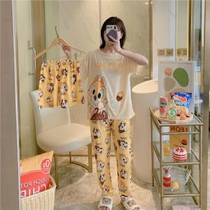 Wholesale korean: Spring Summer Autumn Japanese and Korean Style Nightwear Set Short Sleeve Cartoon Printing Sleepwear