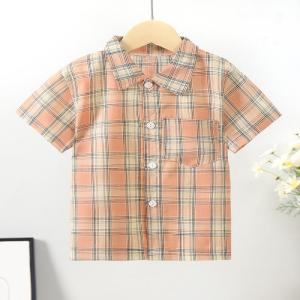 Wholesale short sleeve shirts: Short Sleeves Shirt Breathable Children Apparel Wholesale Kids Clothing Breathable Plaid Shirt