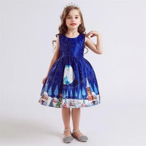 Wholesale woven labels clothing: New Design Fashion Comfortable Kids Christmas Dress with Santa Printing Sleeveless Costume for Girls