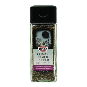 Wholesale salt: HEXA HALAL Coarse Black Pepper  (Glass Jar) 45g