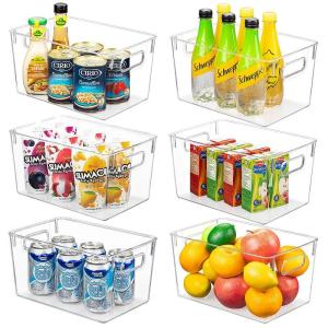 Wholesale kitchen cabinet: Hhouseware Plastic Kitchen Organizer Storage Bins with Handles for Pantry Cabinet Fridge Freezer