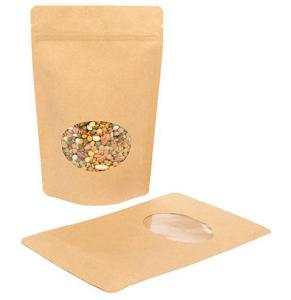 Wholesale pulses: Kraft Stand Up Pouches with Zipper Lock & Inner Foil Lined (BROWN - 100g, 11L X 17H Cm)