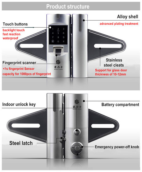 Glass Smart Digital Door Lock Biometric Fingerprint Keypad