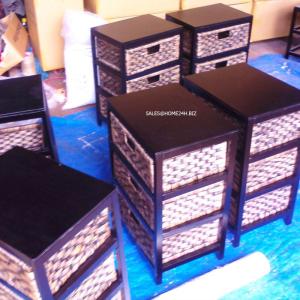Wholesale wooden chest: Water Hyacinth Chest 3 Drawers Cabinet HOC-011