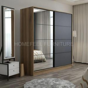 Wholesale all aluminum bedroom furniture: Modern 2 Mirror Doors Sliding Wardrobe Armoire