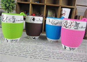 Good Quality Cartoon Double Wall Ceramic Mugs