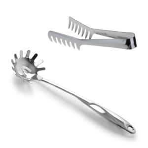 Wholesale spaghetti: HornTide Stainless Steel Pasta Server Set 8-inch Serving Tongs 12-inch Spaghetti Claw