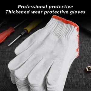 Wholesale work gloves: Gloves Labor Protection Wear Resistant Work Pure Cotton Thickening Site Work Cotton Yarn White Cotto