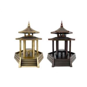 Wholesale burner: Copper Incense Stove Burner Holder Zen Pavilion Incense Stove Decoration Brass Incense Stove