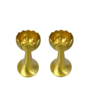 Wholesale lamp: 2PCS Brass Lotus Candlestick Candlestick Home Indoor Decoration Candle Holder Changming Lamp