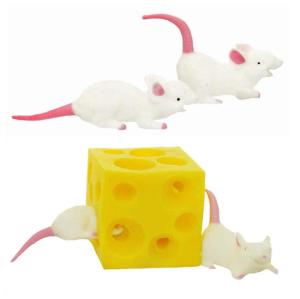 Wholesale mice: Soft Rubber Stretchy Mice and Cheese Kids Fidget Stress Relief Toy