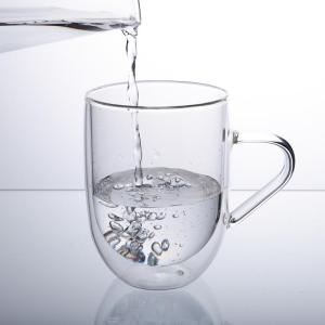 Wholesale coffee mug: Customized Borosilicate Double Wall Glass Cups Glass Mug for Coffee Tea Hot Cold Drinks with Handle