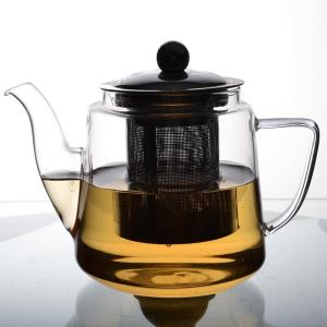 Wholesale teapot: Customized Borosilicate Glass Teapot with 304 Stainless Steel Infuser Strainer