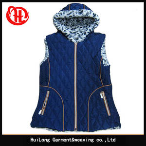 Wholesale fur vest: Lady Vest Women Padded Waistcoats with Hood Ladies' Padding Fur Vests