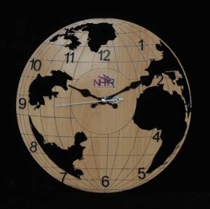 Wholesale wall clocks: Made of Wooden Sheet Globe  Design  Wall Clock