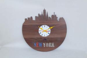 Wholesale clock: Made of Wooden Sheet Design New York City Memories Building Design Work Wall Clock