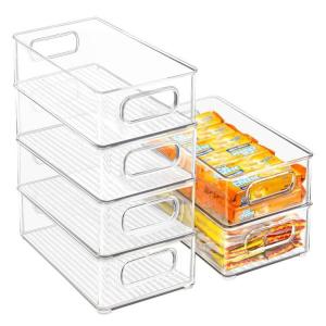 Wholesale cabinet handle: Refrigerator Organizer Bin Clear Kitchen Organizer Container Bins with Handles for Pantry, Cabinets