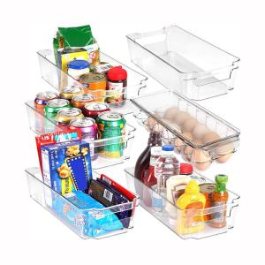 Wholesale tea things: Kitchen Clear Plastic Stackable Storage Bins Conatiners for Refrigerator, Freezer, Pantry