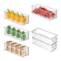 Stackable Refrigerator Organizer Bin Clear Kitchen Organizer Container Bins with Handles