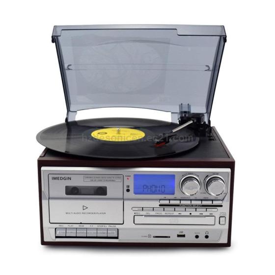 Classic 8 in 1 Multi Audio Turntable System with CD, Cassette, USB, SD Play& Cassette, USB, SD Encod