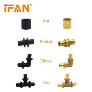 Wholesale din pipe fitting: Ifan Full Sizes Pex Pipe Fittings Fitting Thread Elbow Tee Socket 16-32mm Brass Slide Fitting
