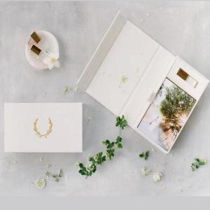 Wholesale crystal box: Linen USB Photo Box for 4x6 5x7 6x8 Photos and Crystal USB Flash Drive Photography Gift Box L