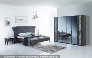 Wholesale Home Furniture: Regno - Bedroom Set with Wardrobe and Mirror Nightstand