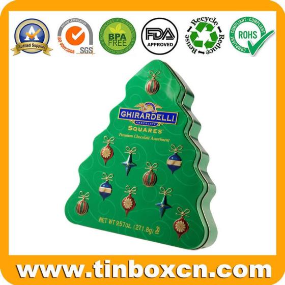 Sell GHIRARDELLI Tree-Shaped Christmas Chocolate Tin Box With Embossing