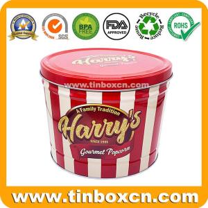 Wholesale tin packaging: 2 Gallon Decorative Bulk Popcorn Tin Gift Basket with Lid